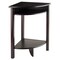 Contemporary Home Living 31" Dark Espresso Unique Liso Corner Table with Cube Storage and Shelf